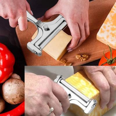 Stainless Steel Cheese Slicer With Adjustable Thickness - Cheese Cutter with Wire Cheese Cutter for Cheddar Gruyere Raclette Mozzarella Cheese Block