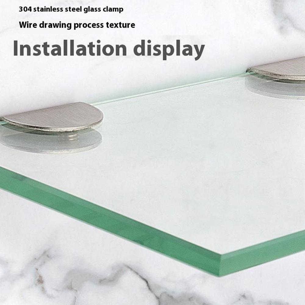 2Pcs 304 Stainless Steel Glass Clamp for 6-8mm Thickness Glass Shelf Bracket Semi-Circular Clamp