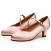 Sapatos de Dança de Salão Femininos Sapatos Latinos Modernos de Seda Salto para Valsa Tango de Cetim Econômico Sapatos de Salsa com Biqueira Fechada