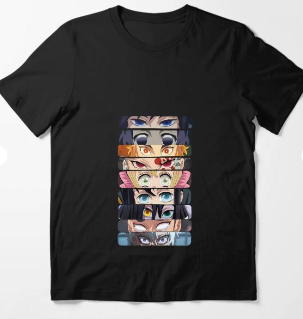 

Лето 2026 Новая 100% хлопок Demon Slayer аниме персонаж узор Свободная повседневная футболка с коротким рукавом Круглый вырез Топ футболка L