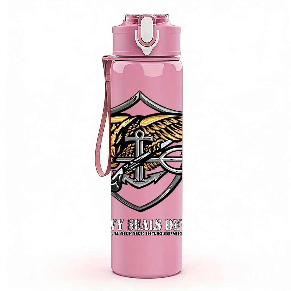 1PC Gold Wing Emblem 750ml Sports Water Bottle Leakproof Straw Lid Outdoor Office Home
