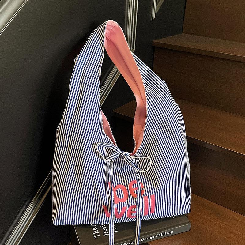 Trend Personalized Letters Large Capacity Tote Bag Student Leisure Class Commuting Versatile Double-sided Shoulder Women's Bag