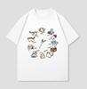 Versatile Cute Cat Daily Life Shortsleeved Printed Tshirt Top Unisex Kawaii Kitten Collection Graphic Casual Streetwear White