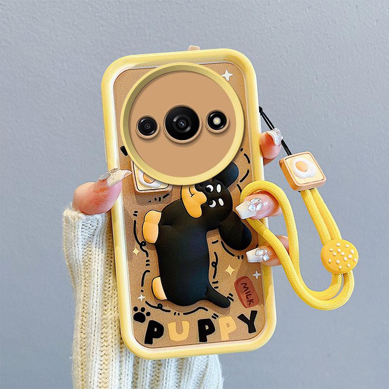 

Противоударный чехол KEYSION для Redmi A3 A3X со шнурком, мягкий силиконовый чехол с милой 3D-мультяшной куклой, задняя крышка для телефона Xiaomi POCO C61 for Redmi A3X