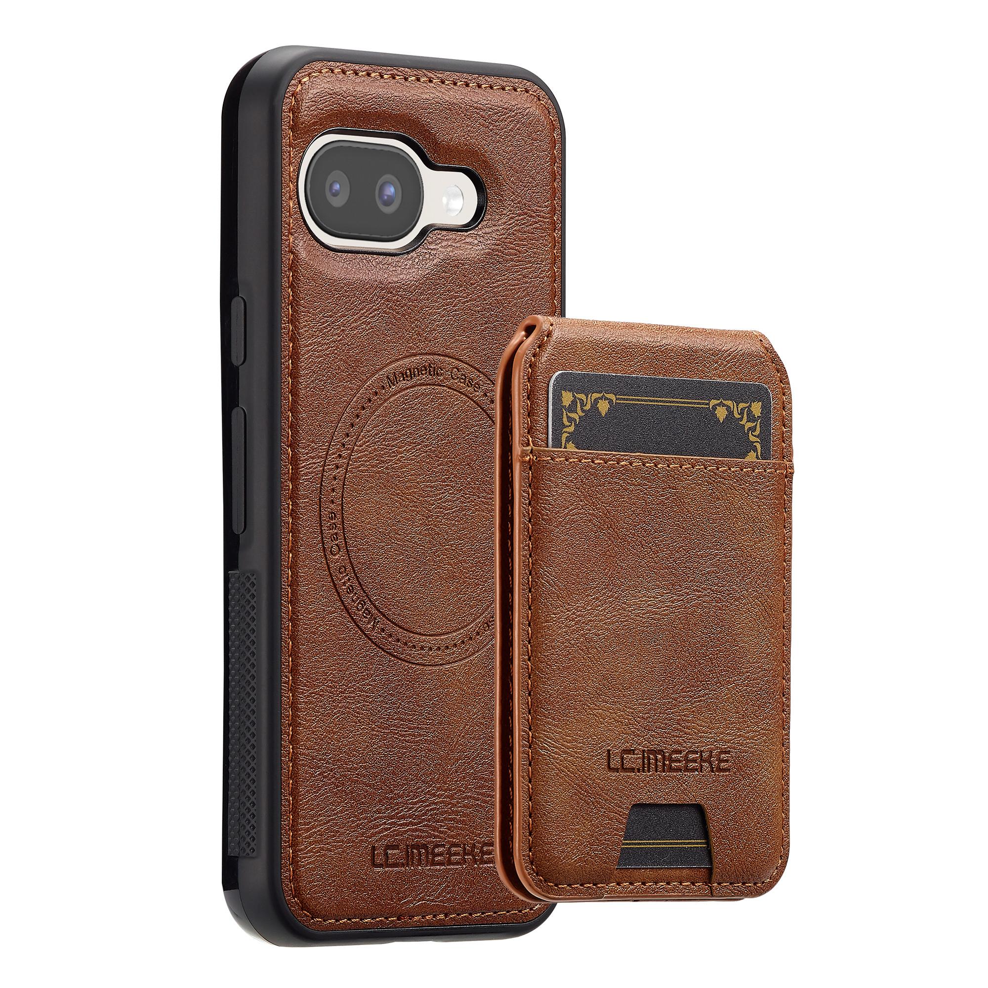 

LC.IMEEKE L3 Магнитный чехол для Google Pixel 9a Съемный держатель для карт Кожаный ТПУ Мобильный чехол Brown