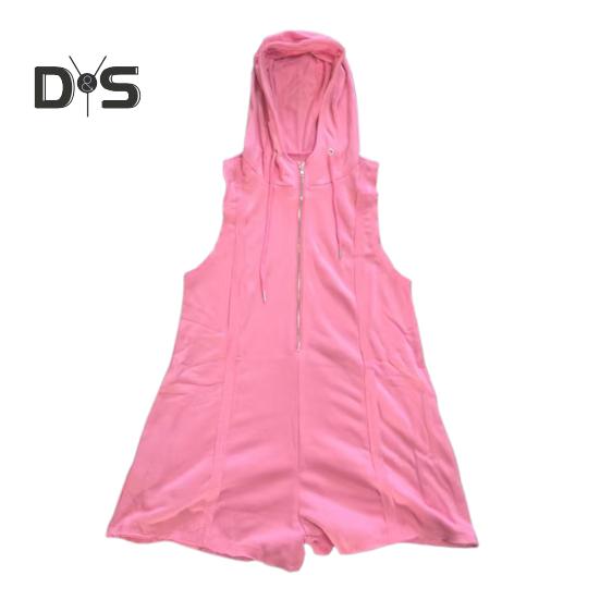 Macacão Curto de Verão Feminino Macacão Sem Mangas com Capuz e Zíper Até a Metade Macacão Macacão Atlético de Uma Peça com Bolsos