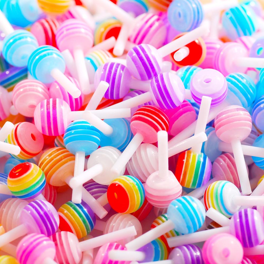 30pcs New Food Toy Lollipop Color Nail Art Cartoon 3D Three-dimensional Simulation Colorful Candy Cream Glue Resin Accessories