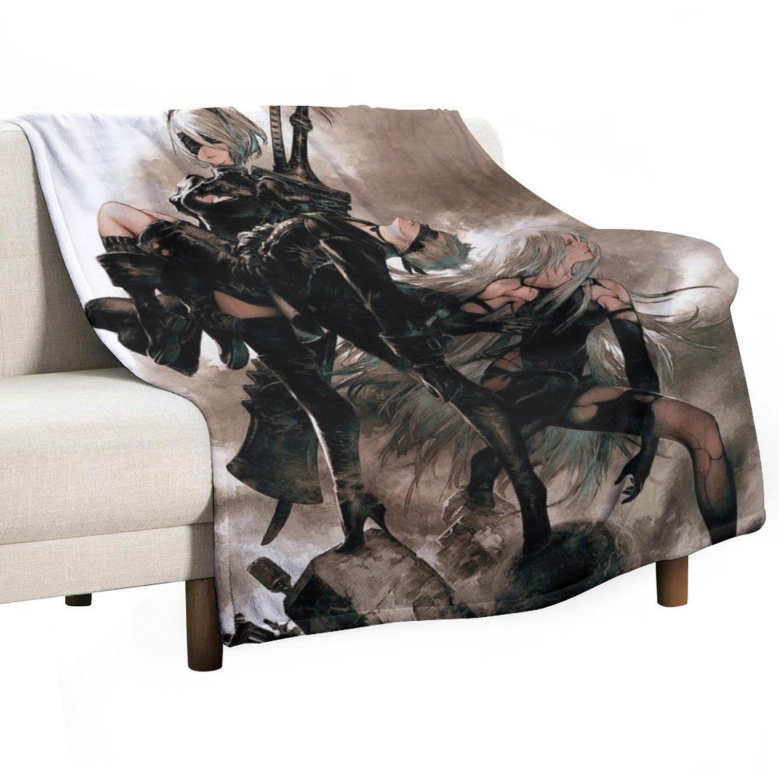 

Nier Automata 9S A2 2B Throw Blanket blankets ands Multi-Purpose Custom Heavy Blankets 30x40in