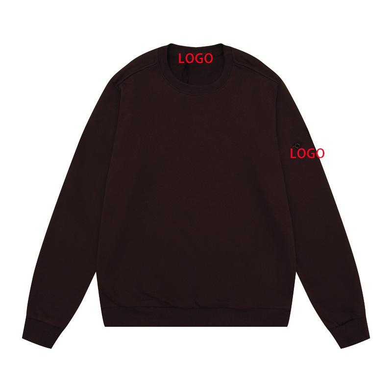 Unisex Stone Compass Badge Basic Pullover Sweatshirt - High-end Casual Round Neck Design for All-Season Comfort