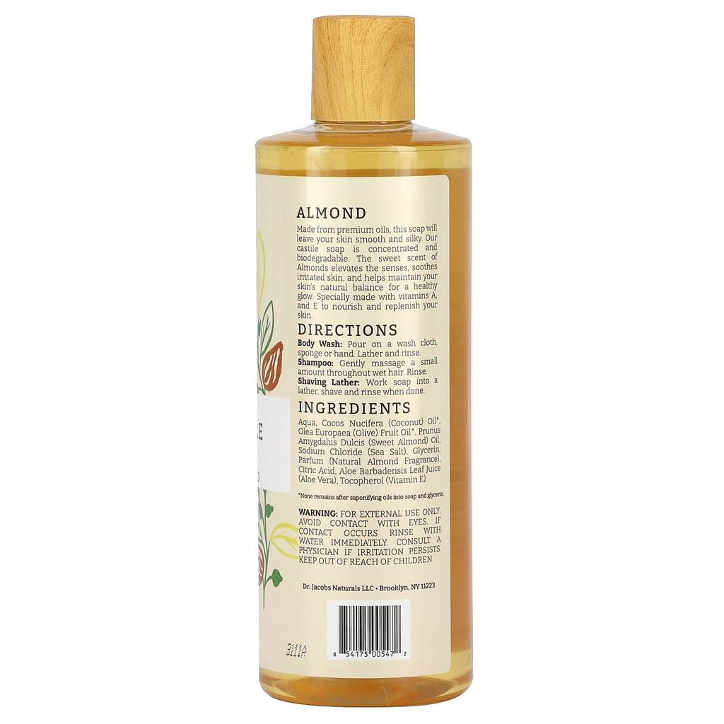 Dr. Jacobs Naturals, Vegetable Rich Castle Body Wash, Nourishing Almond, 473 Ml (16 Oz)