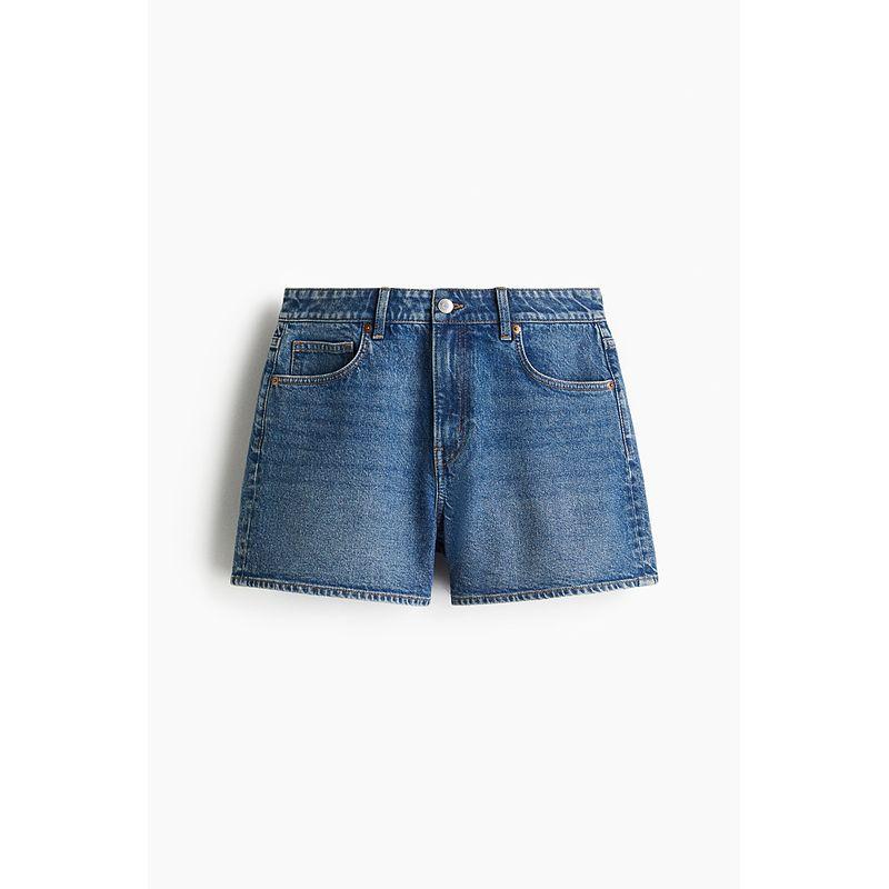 

HM Women s Jeans 2025 Summer New Arrival Work Clothing Straight-leg Denim Mid Waist Micro Elastic Slimming Shorts 1273712 Denim Blue 001 170/84