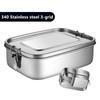 304 Stainless Steel Square Lunch Box Sealed Insulation Bento Box Student Lunch Box Canteen Large Capacity Compartment Lunch Box