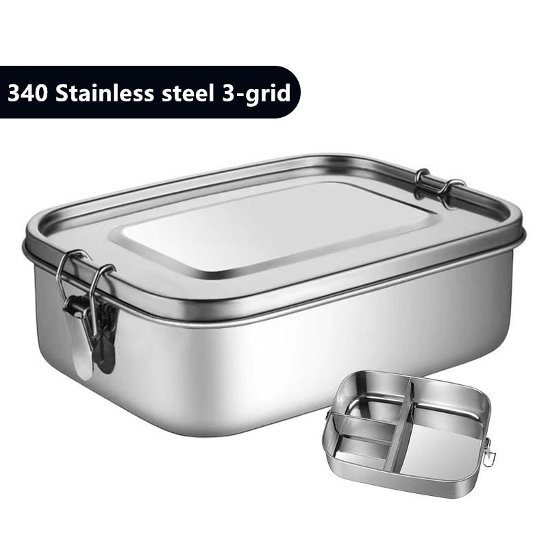 304 Stainless Steel Square Lunch Box Sealed Insulation Bento Box Student Lunch Box Canteen Large Capacity Compartment Lunch Box