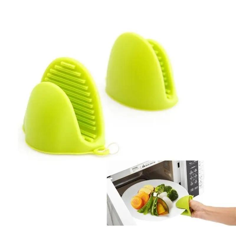new 2pcs Kitchen Non-slip Insulation Glove Microwave Oven Pot Holder Oven Pinch Grip Silica Gel Insulati Home Kitchen Tools