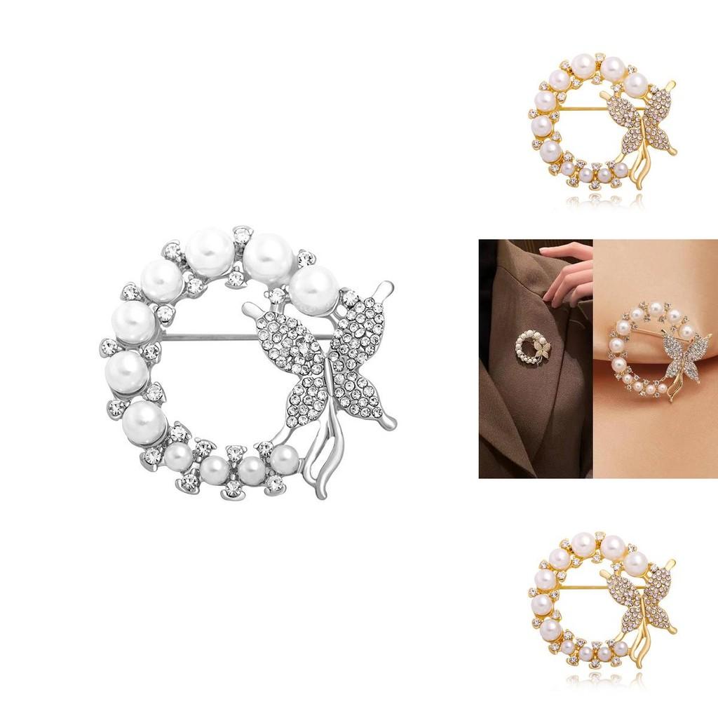 Exquisite Strass- und Perlen-Schmetterlings-Brustblumen-Brosche für Damen Koreanisches Mode-Statement-Stück