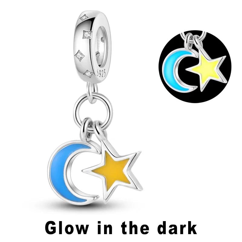 Copper Charm Chameleon Glowworm Light Bulb Firefly Star Moon Pendant Fit Original Bracelet Diy For Jewelry Making