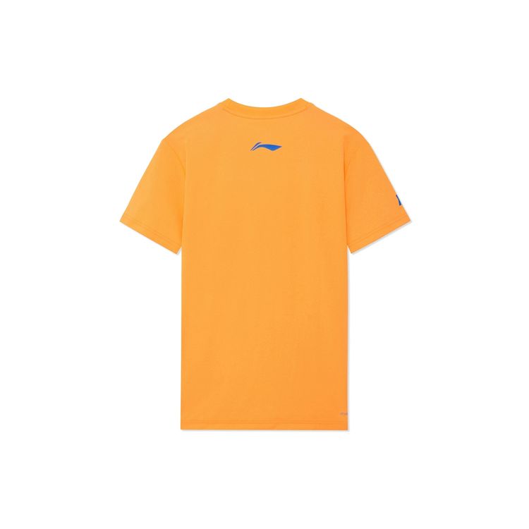 Li-Ning Cartoon Print Quick-Dry Round Neck Short Sleeve T-Shirt Men Tops Fluorescent-Orange AHSS239-1
