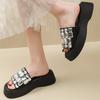 Fashion Big Crystal Chunky Platform Wedge Sandals Women Summer 2025 Thick Bottom Shiny Gem Slides Woman Slip On Mules Sandalias De Mujer