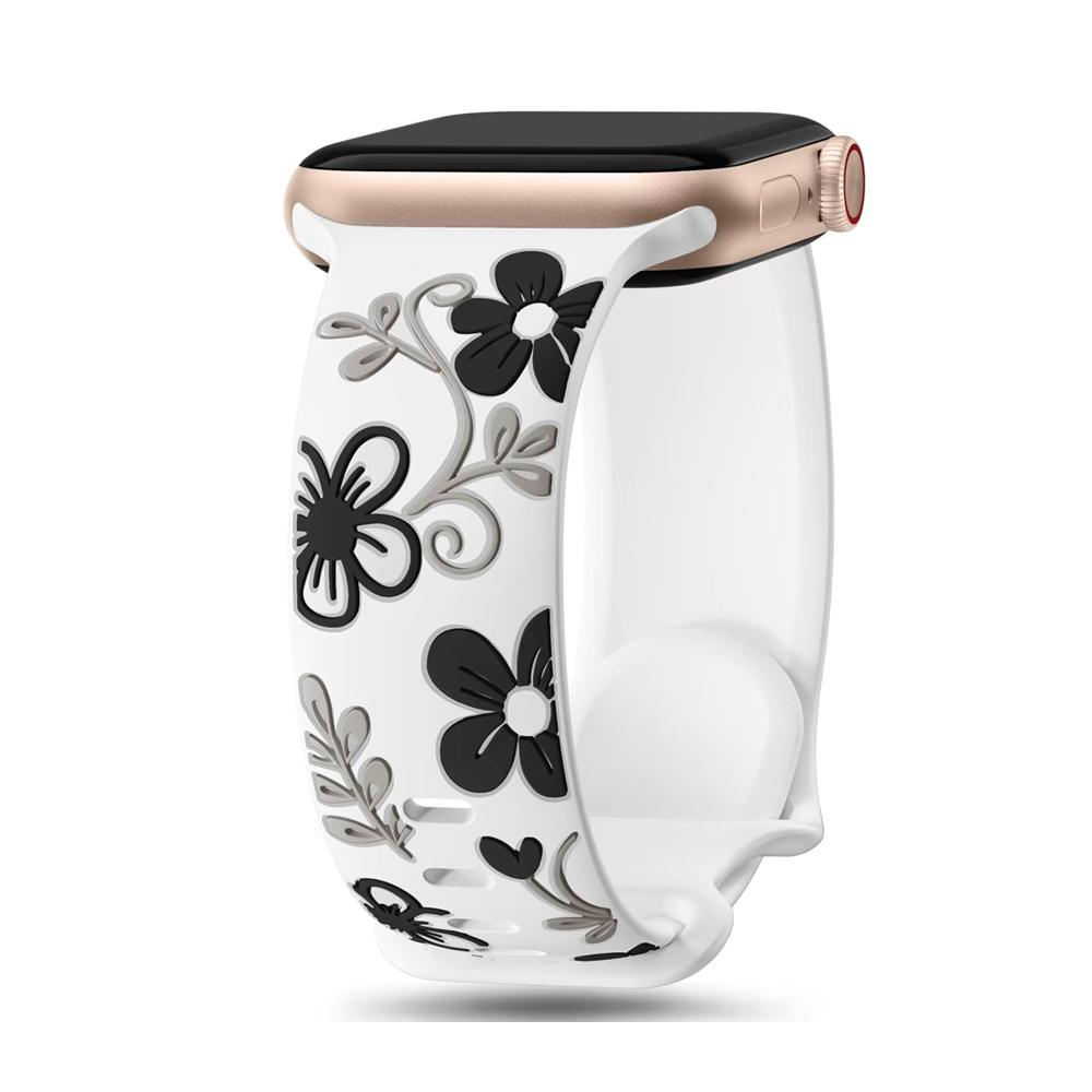 Silicone Engraved Strap For Apple Watch Bands 46mm 40mm 44mm 42mm 41mm 45mm Correa Bracelet iWatch Series 11 SE 10 9 8 7 6 5 4 3