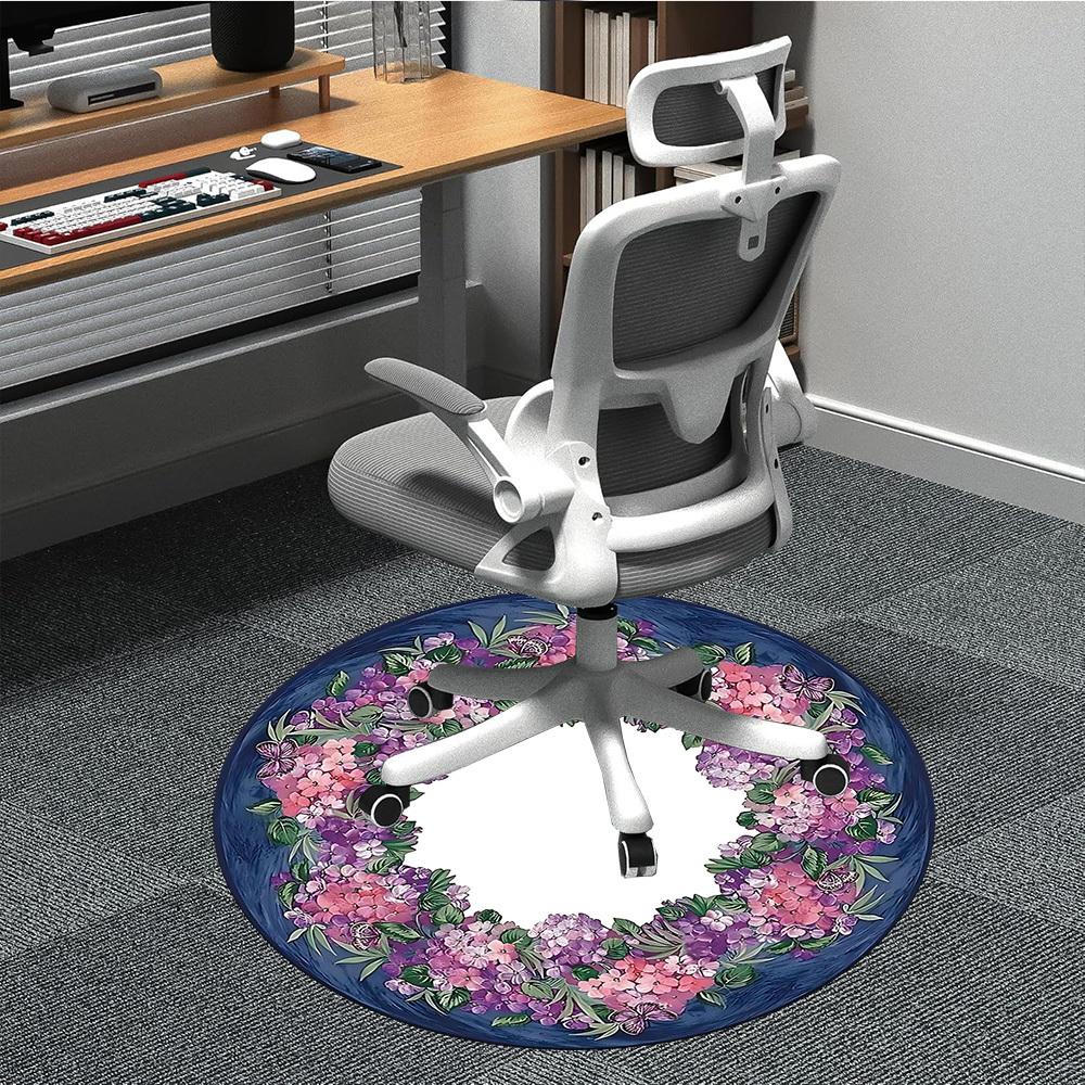 

1pc Floral Wreath Chair Carpet for Office Non-Slip Mat for Office - Decorative Floor Mat yy251030282 80cm by 80cm