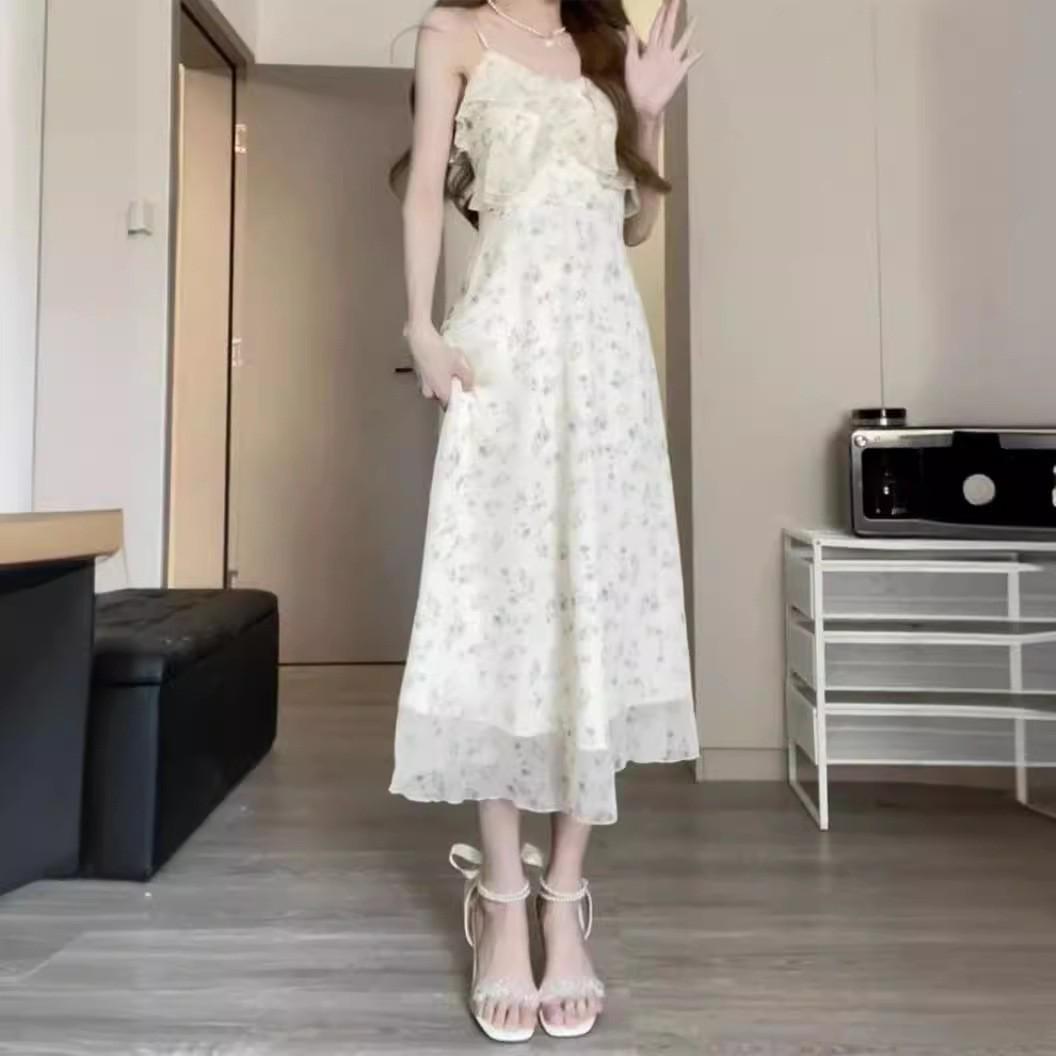 

Элегантная юбка с цветочным принтом на подтяжках: Платье-футляр в стиле ретро с V-образным вырезом, модный тренд этого года среди милых женщин Extra Large