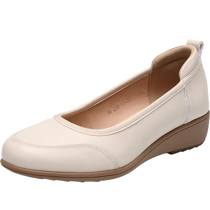 ZHR Women s First Layer Cowhide Wedge Heel Slip-On Shoes 38