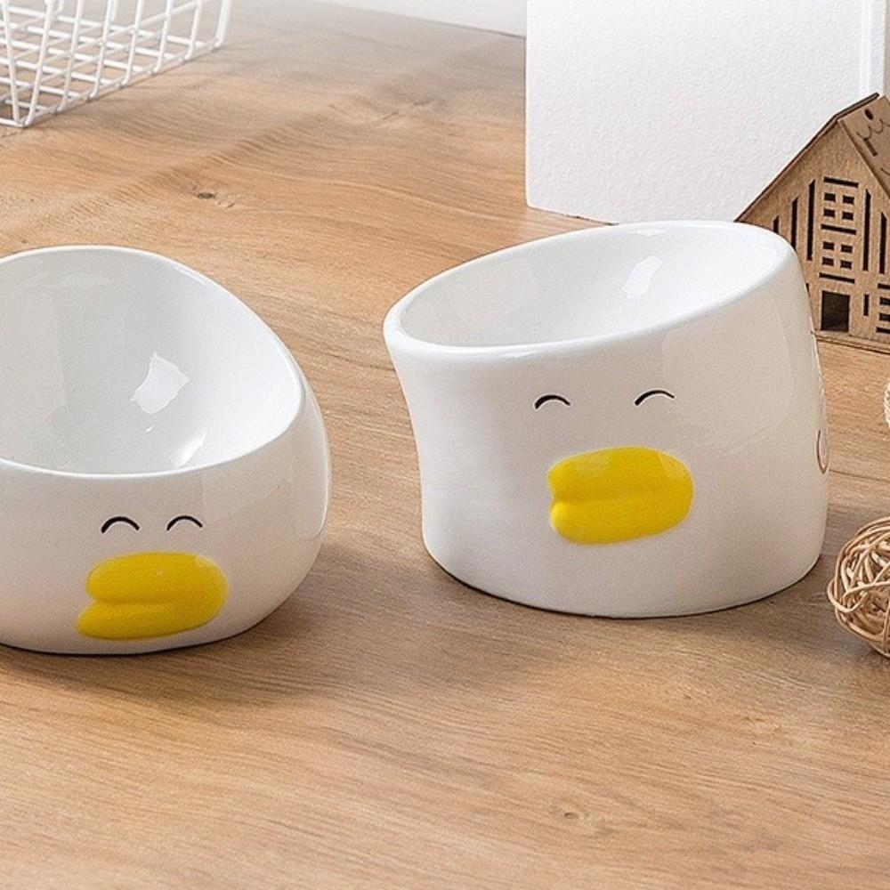 Slanted Mouth Ceramic Cat Bowl Anti Black Chin Creative Cat Bowl Anti-Tipping Bowl Pet Feeding
