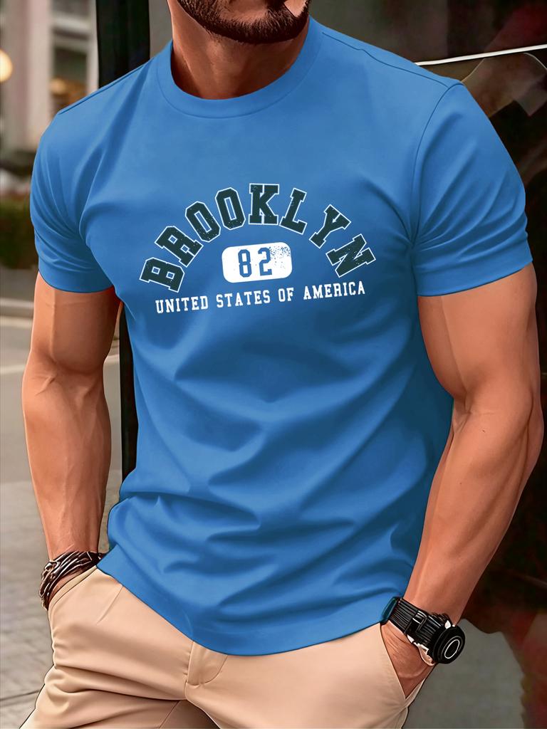 Usa Brooklyn 82 United Print Men TShirts Summer ONeck Retro T Shirt Cotton Loose Short Sleeve Basics Street Fashion Sportswear
