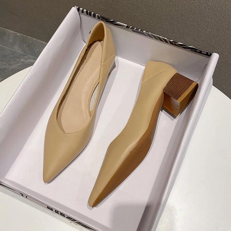 

Элегантные женские туфли на каблуке 2024 Летние туфли на толстом каблуке с острым носком на среднем каблуке Туфли на высоком каблуке Одинарные туфли Роскошные дизайнерские туфли на каблуках для танцев 40 хаки