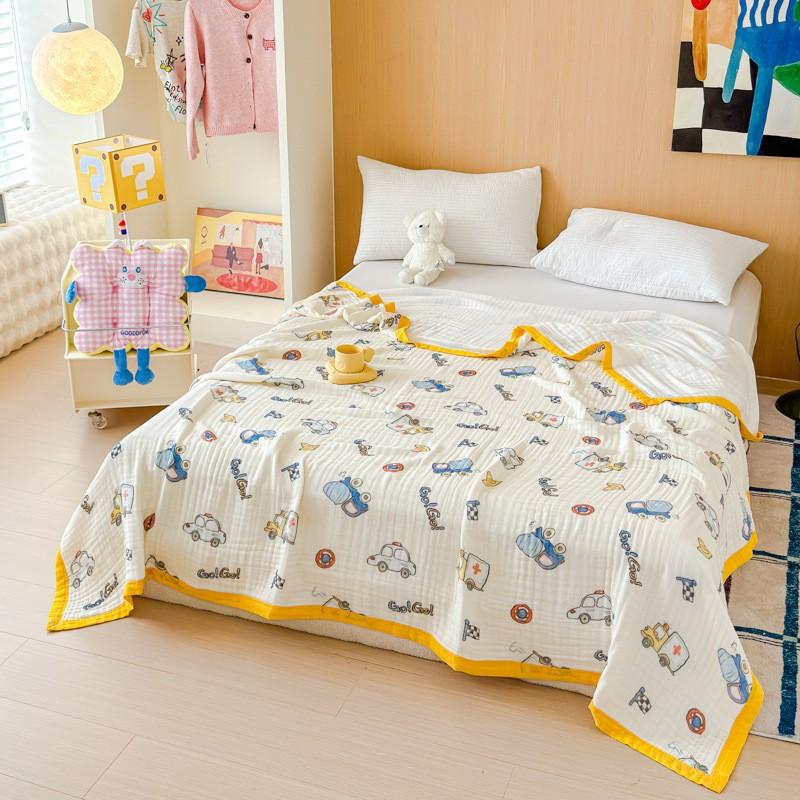 100% Cotton Blanket Breathable Towel for Kids Blankets Skin-friendly Plaid Nap Blankets Super Soft Bedsheet Travel Shawl