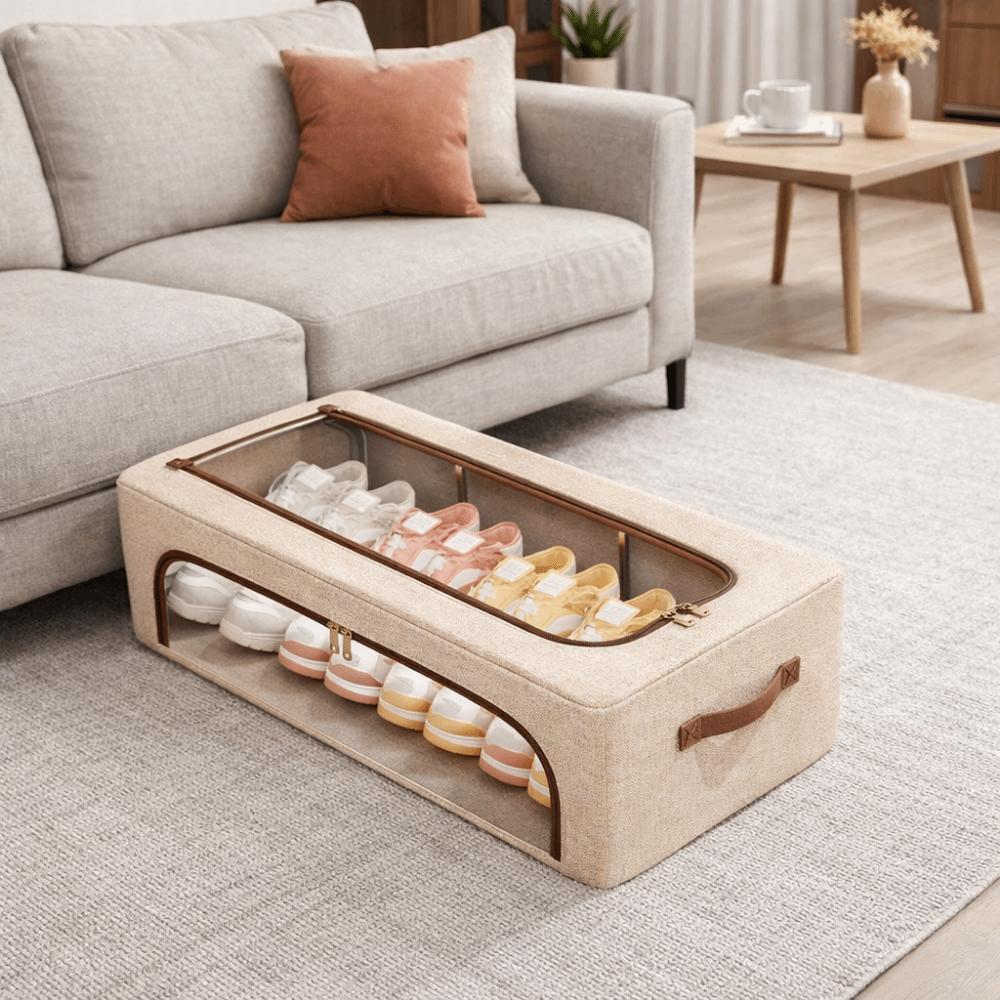 Faltbarer Schuhorganizer unter dem Bett Stabile Griffe Schuhbehälter Langlebiger Schuhhalter Kleiderschrank