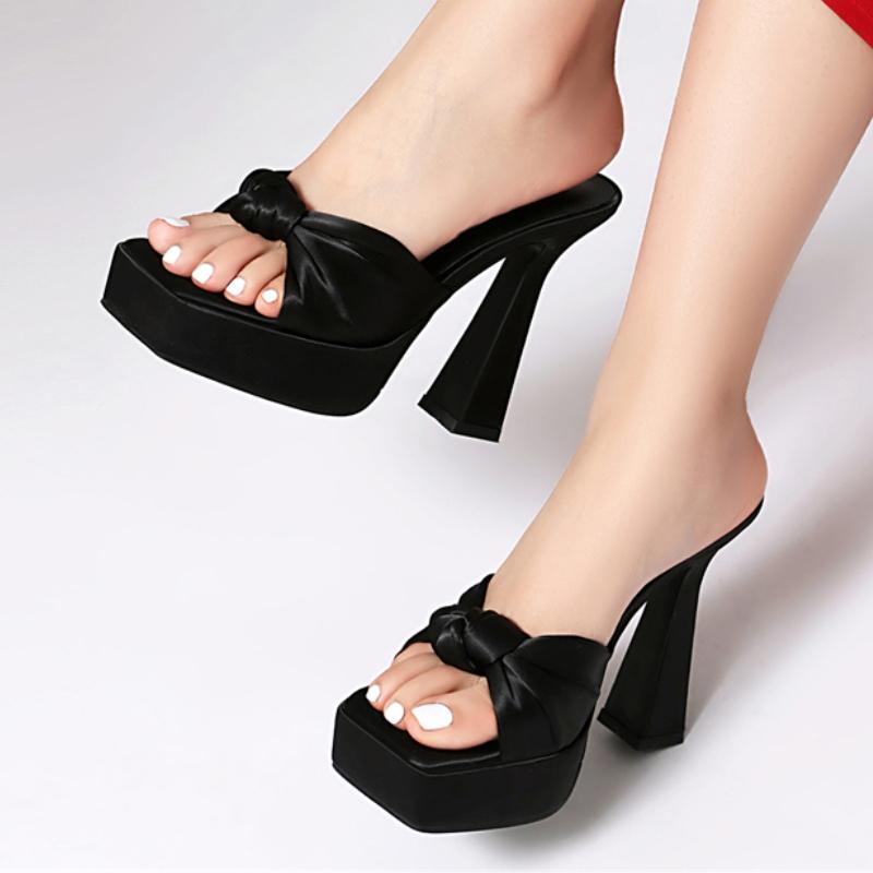 Sexy Women's Slippers Rose Green White Red Gold High Heels Platform Mules Summer Shoes 2025 Outdoor Slide Ladies Sandals Brand