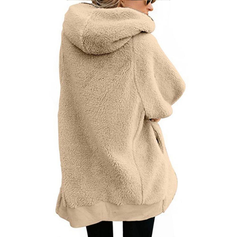 Fashion Solid Color Long-sleeved Hooded Knit Cardigan Jacket Winter Warm Zipper Coat