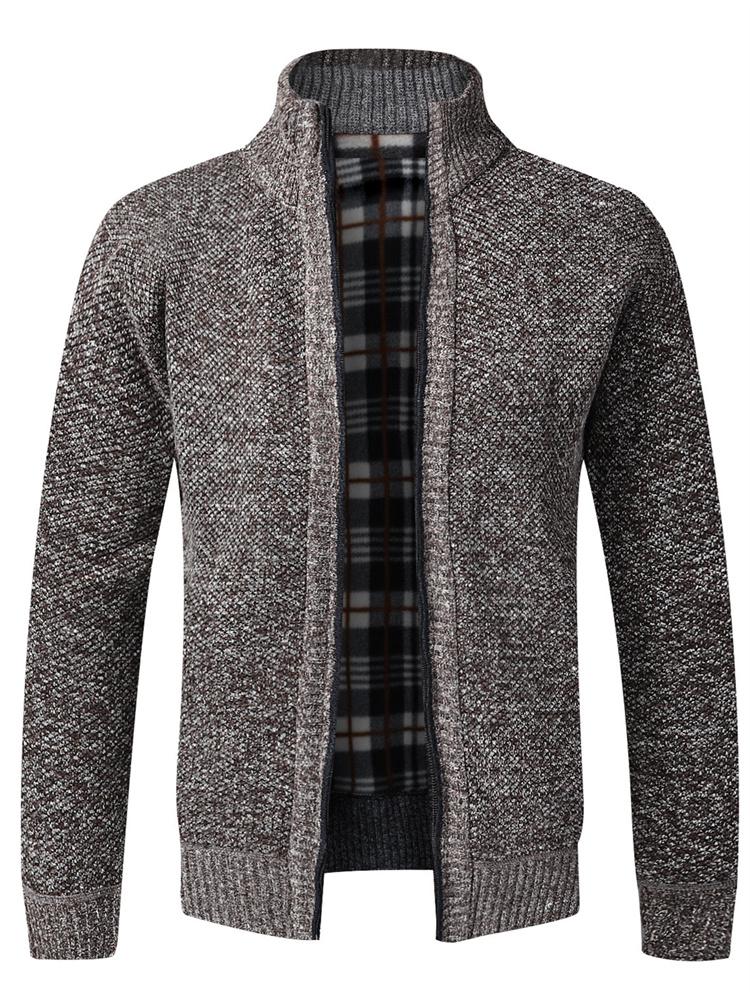 Autumn Winter Causal New Men's Jacket Slim Fit Stand Collar Zipper Jacket Men Solid Cotton Thick Warm  Sweater