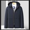 Herren Mittellange Kapuzen Daunenjacke Winter Warm Lässig Pufferjacke Mittleren Alters Herren Schwarz Khaki Marine