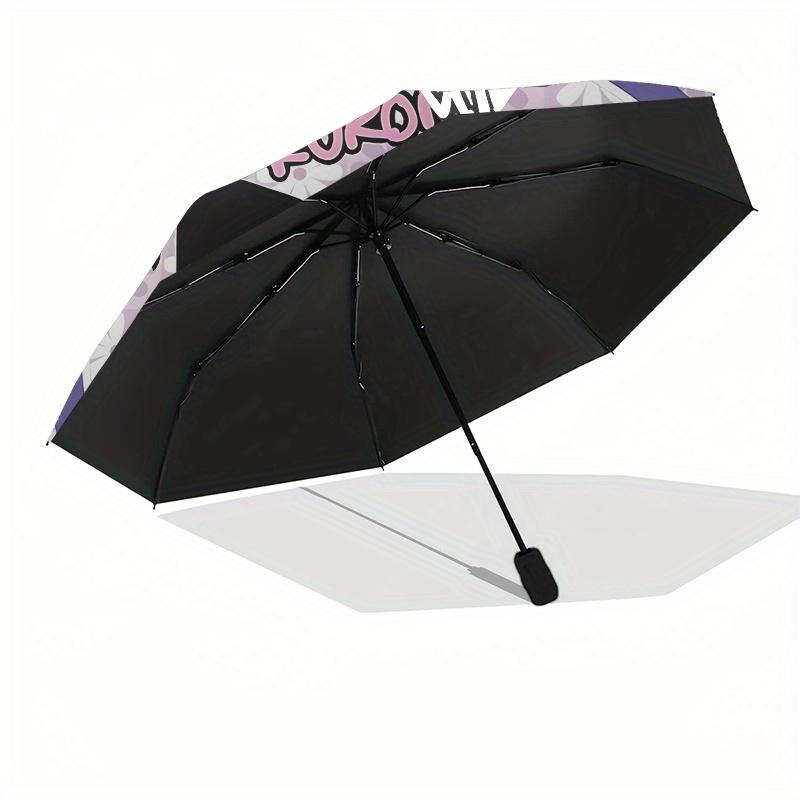 Kuromi, DecoArt Automatic Open/Close Umbrella-Cute Umbrella with Cute Design, Portable 3-Fold Compact Umbrella for Men & Women, Halloween Ch