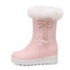 Fashion Fashion Women Snow Boots 2025 New Faux Fur Winter Boots Height Lncreasing Platform Thick Plush Warm Zip Winter Shoes White Pink