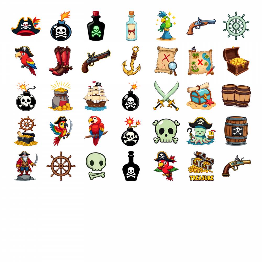 35pcs-50pcs Nautical Skull Stickers Whimsical Treasure Graffiti Decals Stickers For Laptop Luggage Scrapbook Diary