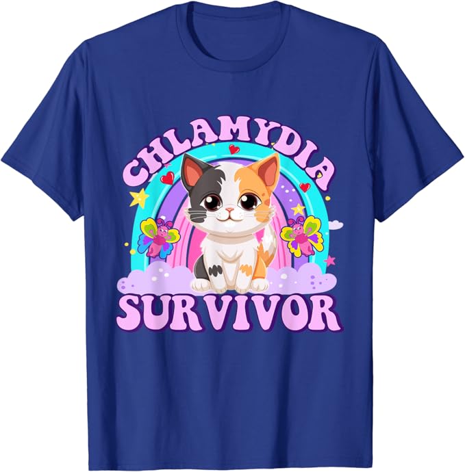 Chlamydia Survivor Cat Meme Funny Shirts for Men Adult Humor T-Shirt Cat Oddly Specific Graphic Tee Kitty Lover Kitten Clothes