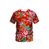 Mens Oversized Casual Short Sleeve T-Shirt With Floral 3D Print Loose Fit Breathable Cotton