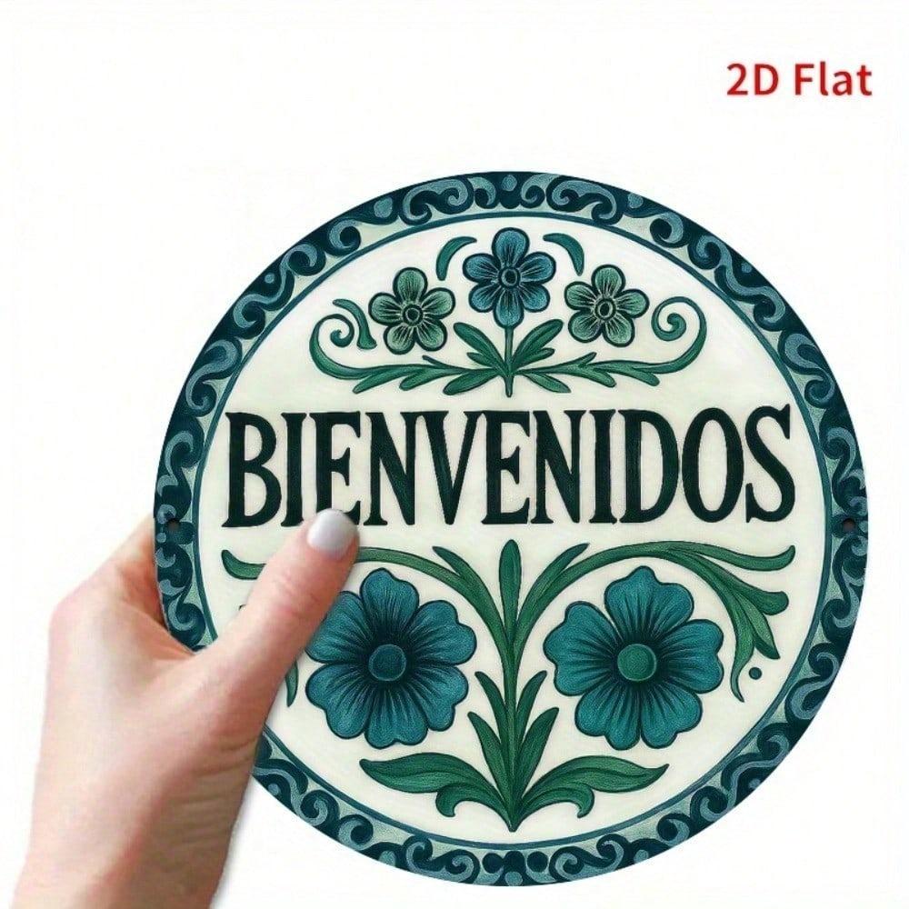 Metal Tin Sign Spanish Quote Bienvenidos Wall Art Elegant Floral Home Decor Office Gift