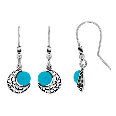 [Q0550] - Silver Turquoise 'Navajos' Silver Earrings - 9 Mm