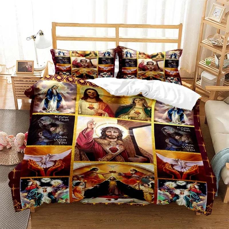 

Virgin Mary Jesus Comfortable Duvet Quilt Cover Pillowcase Bedding Set Children Bedroom Decoration Home Textile 70x133cm
