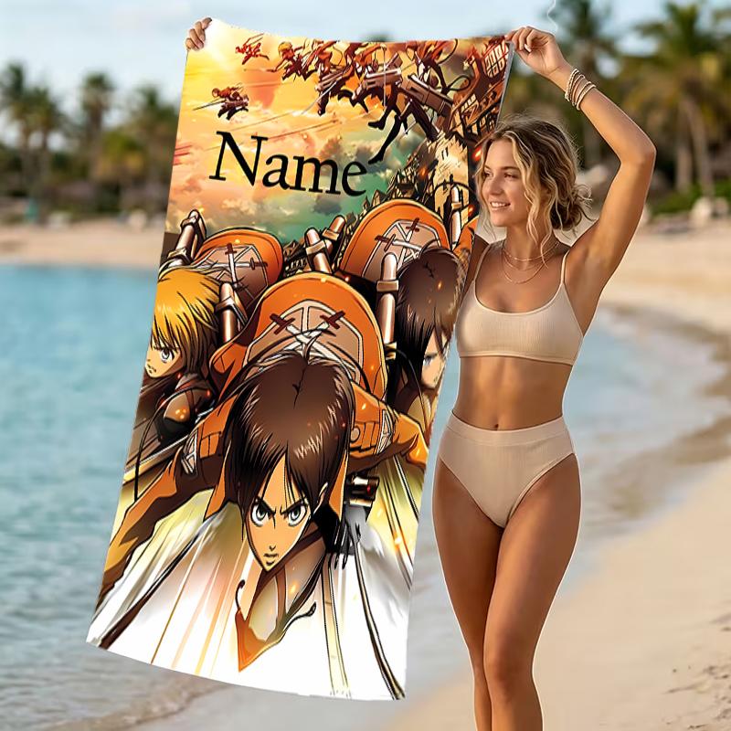 Customizable personalized beach towels Attack on Titan themed designs.Suitable for the beach, yoga, sports;ideal as beach accessories
