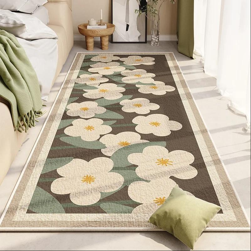 Blanket Ins Style Simple Small Fresh Flower Carpet Personalized Creative Crystal Velvet Bedroom Non-slip Footpad