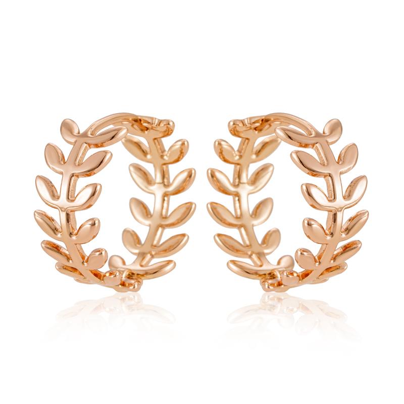 Einfache Glänzende Hohl-Blatt-Creolen Für Damen Mode Roségold Farbe Hohe Qualität Täglich Feiner Vintage Schmuck