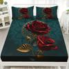 Gothic Rose Pattern Bed Hat Three-Piece Digital Printing Bedroom Room School Dormitory Bedding Decoration