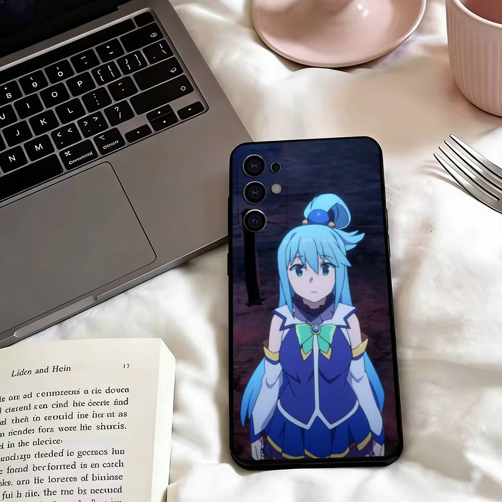 A-Aqua Anime KonoSubaS-S Phone Case For Samsung S25,S24,S21,S22,S23,S30,Ultra,S20,Plus,Fe,Soft Silicone Black Cover