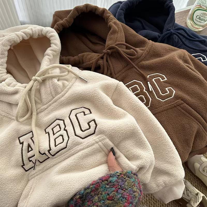Herbst Winter Kinder Trainingsanzug Junge Baby Fleece Dicke Kapuzenpullover Set Mädchen Kinder Plus Samt Warme Oberteile+Hose 2tlg. Kinder Sweatshirt Anzug