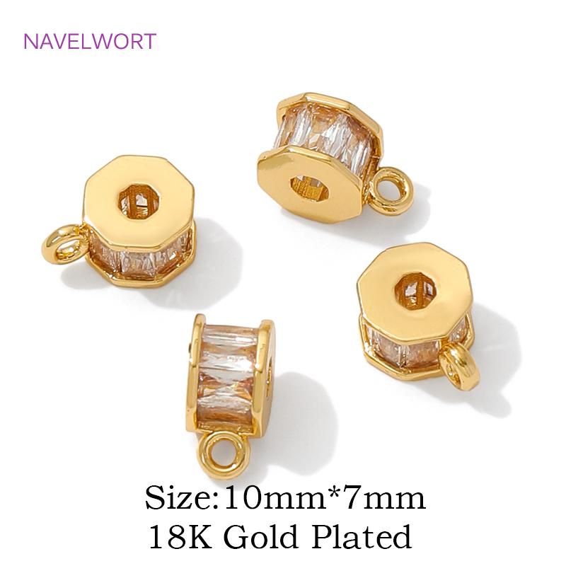 18K Gold Plated Inlaid Zircon Tube Pendant Bail Brass Pendant Connectors Bail Clasps For DIY Necklace Jewelry Making Accessories